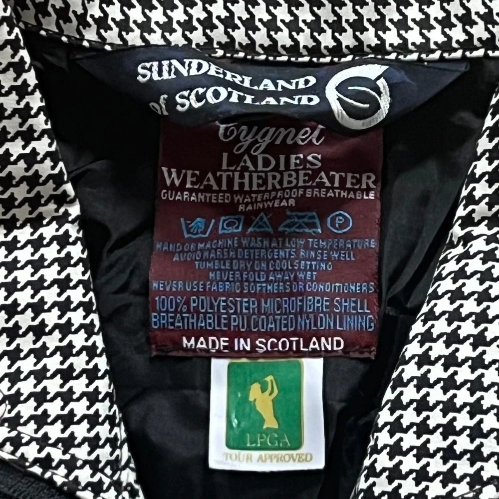 Sunderland of Scotland Cygnet Rain Jacket Women's Small Houndstooth LPGA Golf